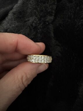 Gold-Tone Crystal Wide Band Ring - Clear Crystal